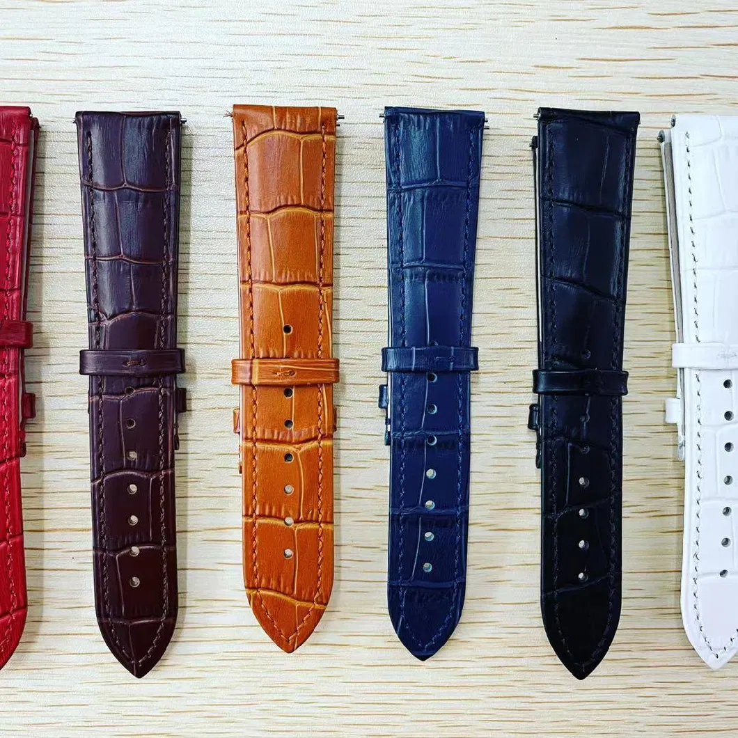 Factory Price Good Quality 38mm 42mm Crocodile Pattern Real Leather Watch Strap