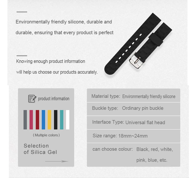 Silicone Watch Band Silicone Wristband Watch Rubber Belt Rubber Strap