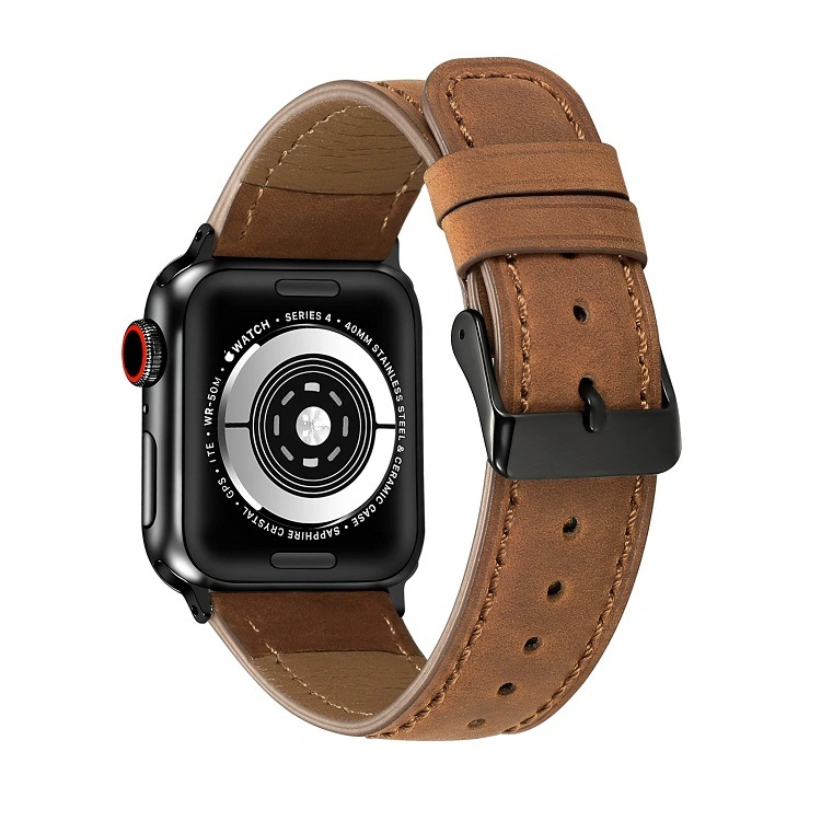 Wholesale Designer Genuine Luxury Leather Strap for Apple iWatch Series 6 7 Se Leather with TPU Band Handmade Vintage Leather Band for Apple Watch 38mm42mm