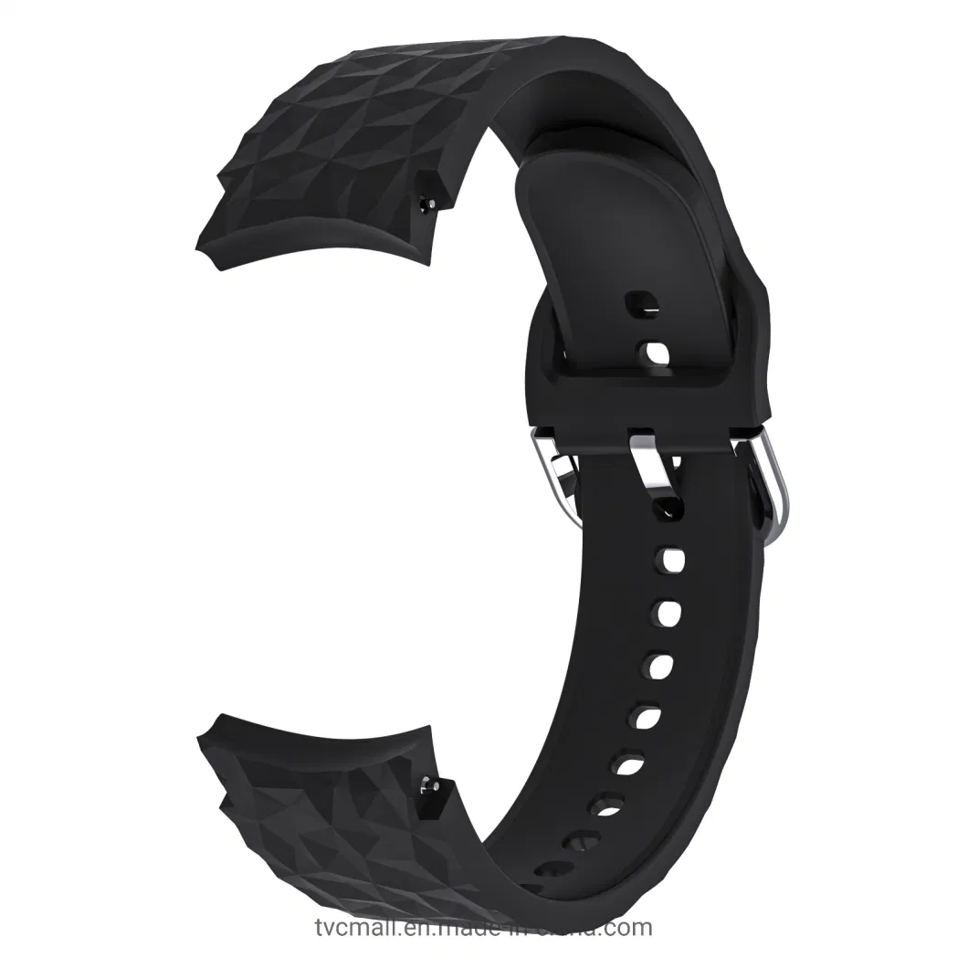 Rhombus Pattern Watch Band Soft Silicone Sport Wristband Strap for Samsung Galaxy Watch 4 40mm/44mm/Watch 4 Classic 42mm/46mm/Watch 5 40mm/44mm -Black