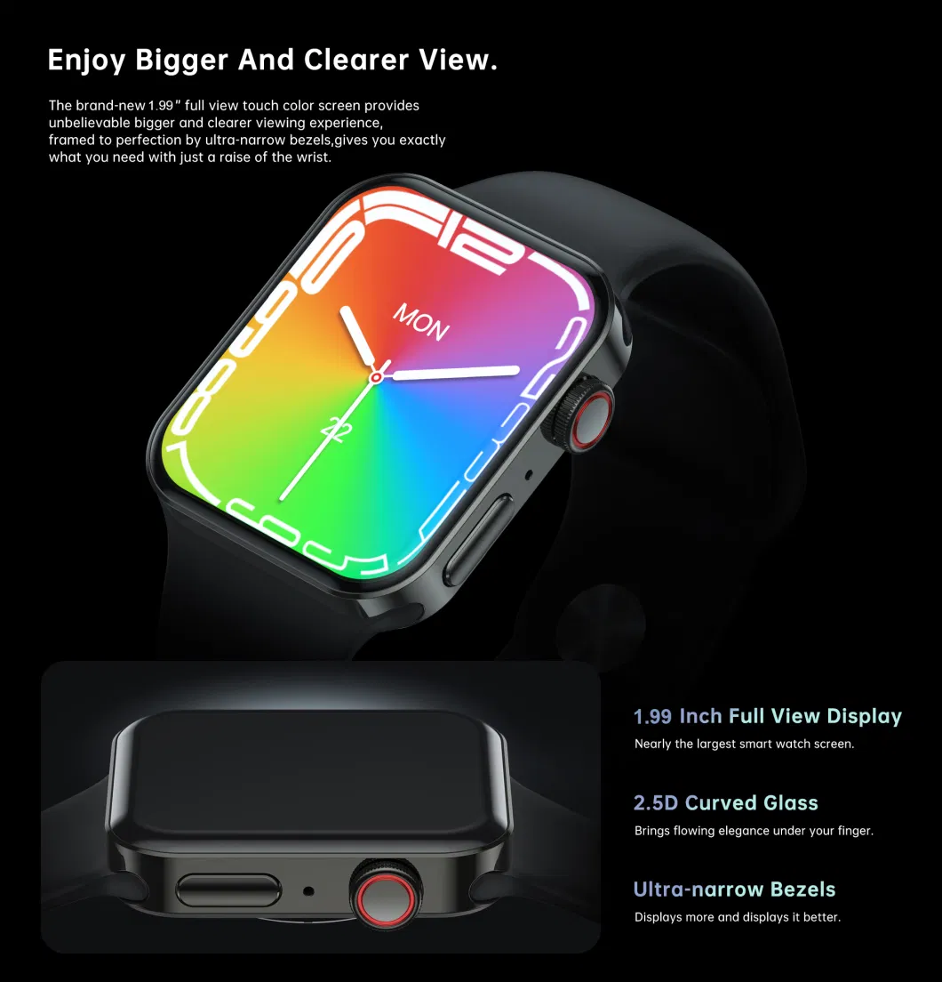 Smart Watch Waterproof Sport Outdoor 1.99&quot; Silicone Strap Full Screen Touch