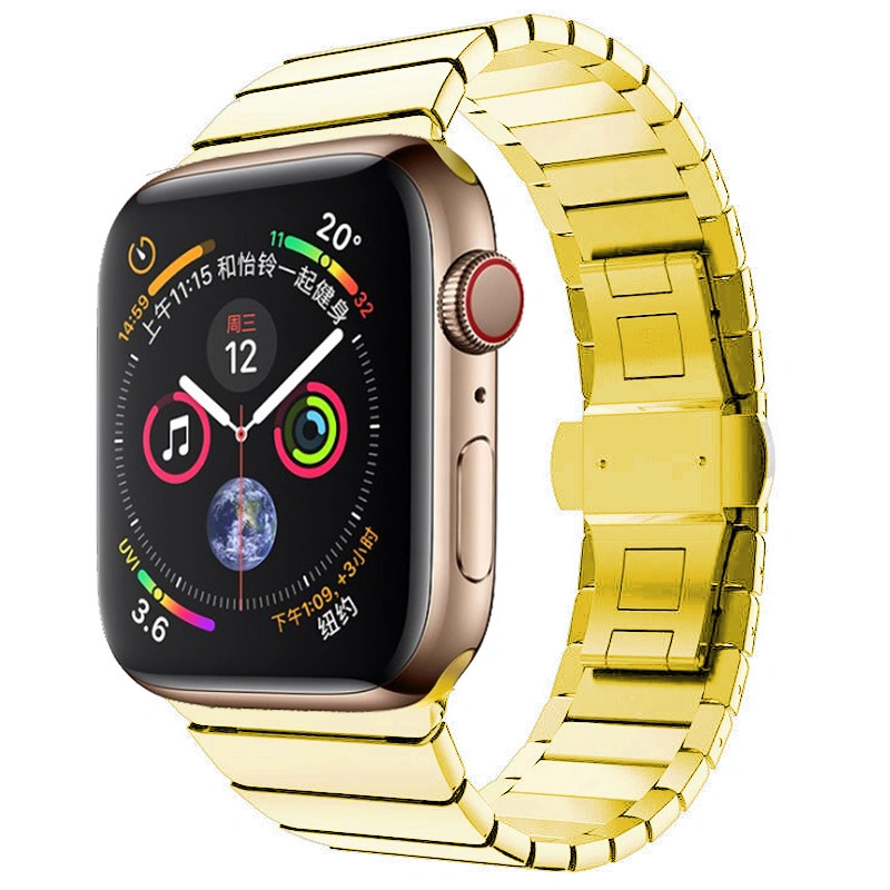Stainless Steel Solid Butterfly Buckle Strap Fit for Apple Watch