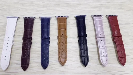 Factory Price Good Quality 38mm 42mm Crocodile Pattern Real Leather Watch Strap