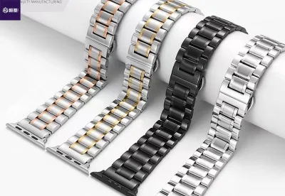 High Polish Solid Stainless Steel Watch Bracelet Multi Color Men Straight End Strap
