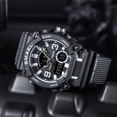 Rubber Strap Water Resist Chrono in Stock Sports Reloj Watchsmael 8052 Army Green Sports Watch Relogio Masculino Dual Display