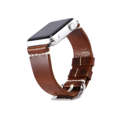 Custom Design Watch Band Brown Leather Watch Strap Apple Watch Strap